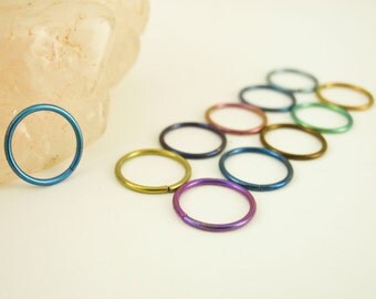 1 Hoop - Colorful Niobium Hypoallergenic Earring Hoop - 20 gauge 10mm OD - You Pick Color