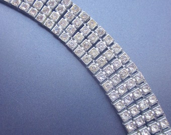 Paste Rhinestone Vintage Link Bracelet Bridal Jewelry