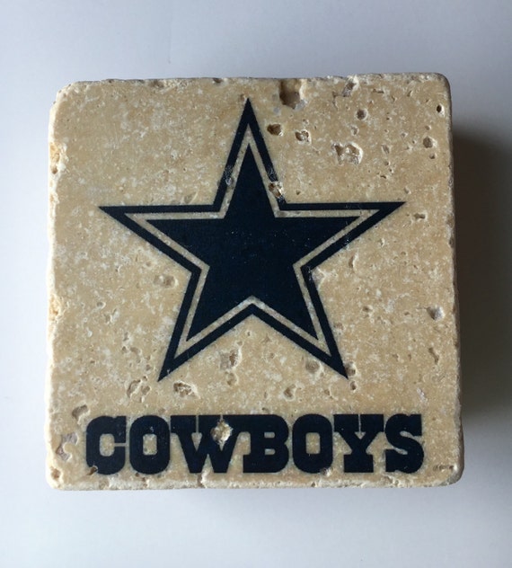 Dallas Cowboys Coaster Set Natural Stone Travertine by JensScraps