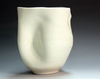 Ceramic and pottery, hand made porcelain white pottery vase that was thrown and altered One of a kind