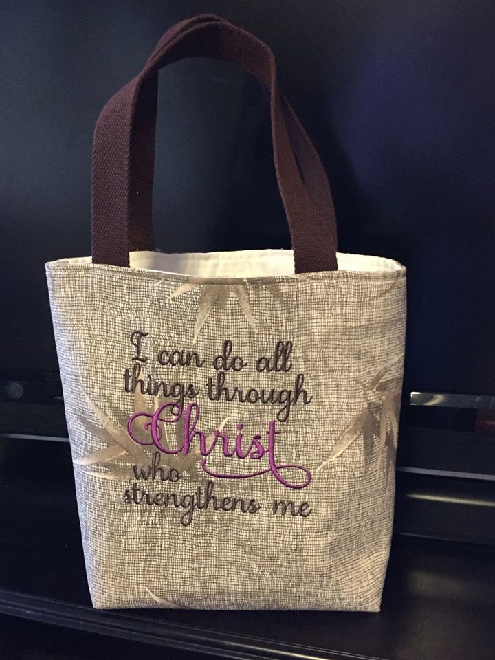 Small Tote Bag/Scripture Bag/Bible Tote with Embroidered Bible