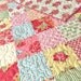 Baby Quilt, Marmalade HANDMADE, Crib, Pink, Aqua, Green, Orange, White, Flowers 40x44"