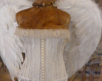 Vintage Inspired Tabletop Dress Form Angel Wings Bridal Shower Centerpiece Decor
