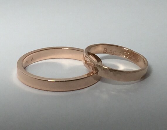 Wedding bands his and hers set rose gold rings mixed