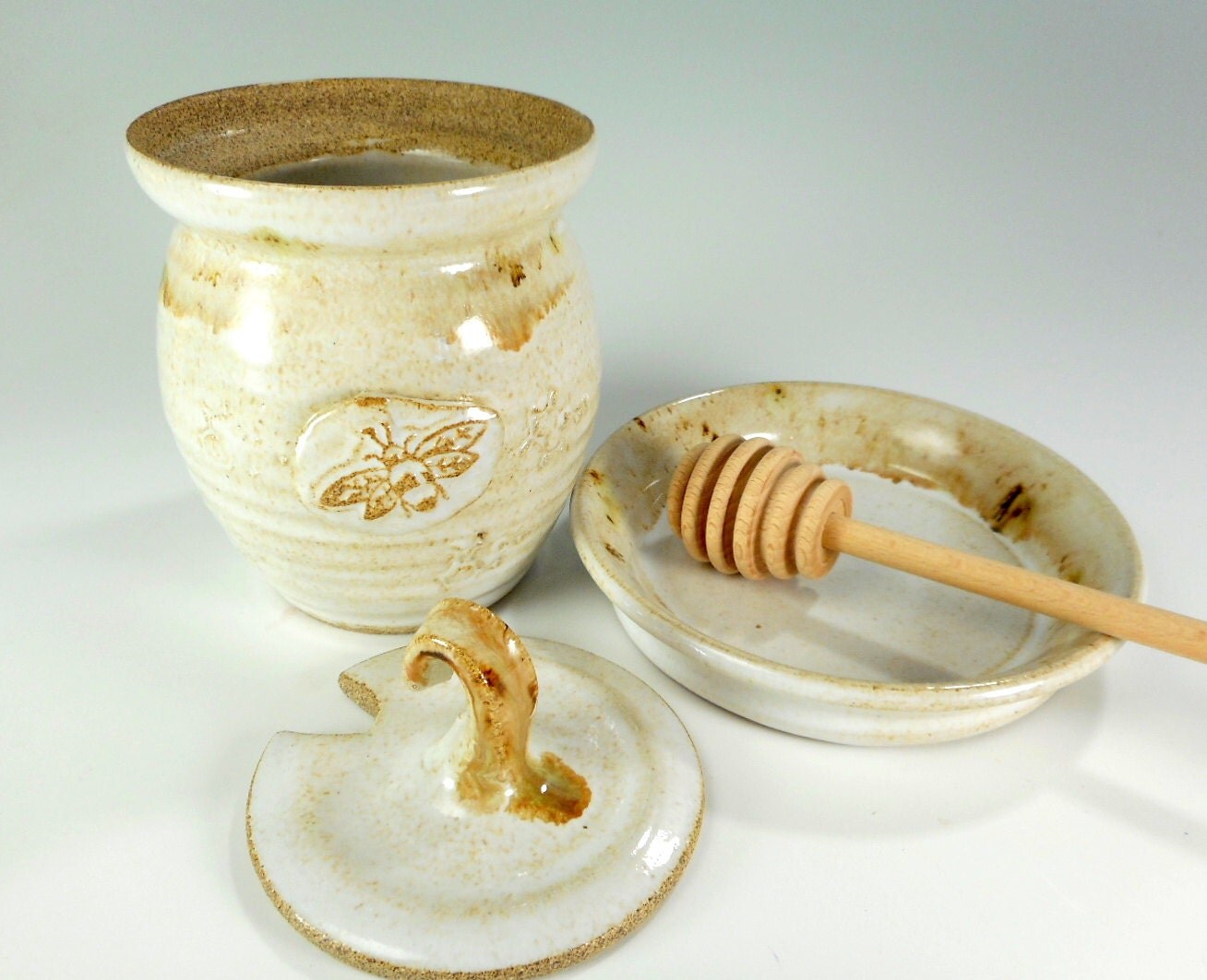 Download Ceramic honey dipper pot pottery honey jar stoneware honey Yellowimages Mockups
