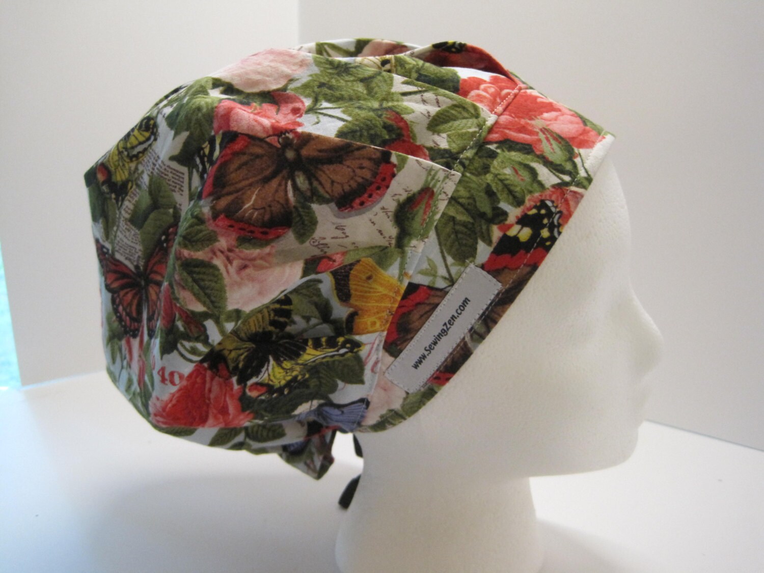 Butterfly & Flowers Bouffant Scrub Hat surgical cap surgical