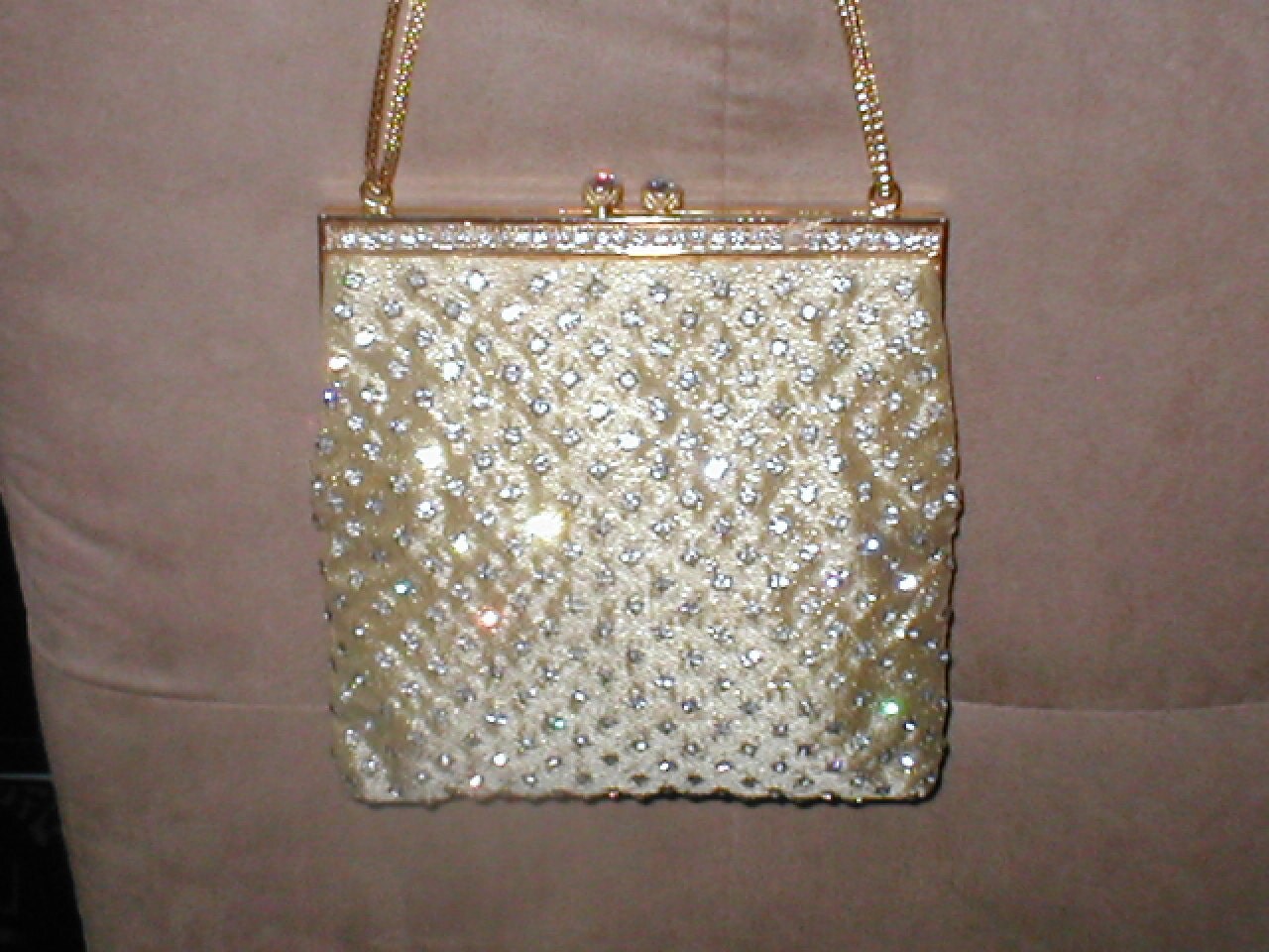Vintage Gold Rhinestone Evening Purse by