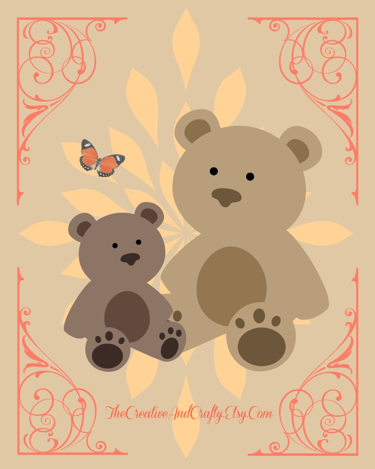 Nursery Wall Art Teddy Bear Print Digital by TheCreativeAndCrafty