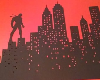 Superhero skyline silhouette | Etsy