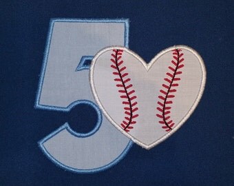 Baseball Heart Applique Numbers Embroidery Designs