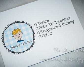Kids' School Money or Note Envelopes - Custom Made
