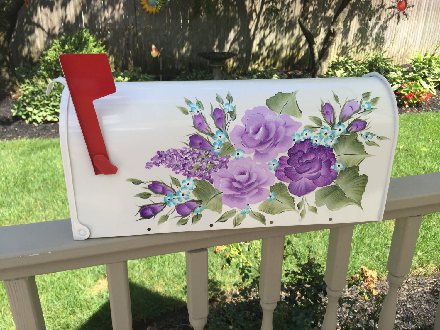 Artistic mailbox purple mailbox hand painted mailbox purple