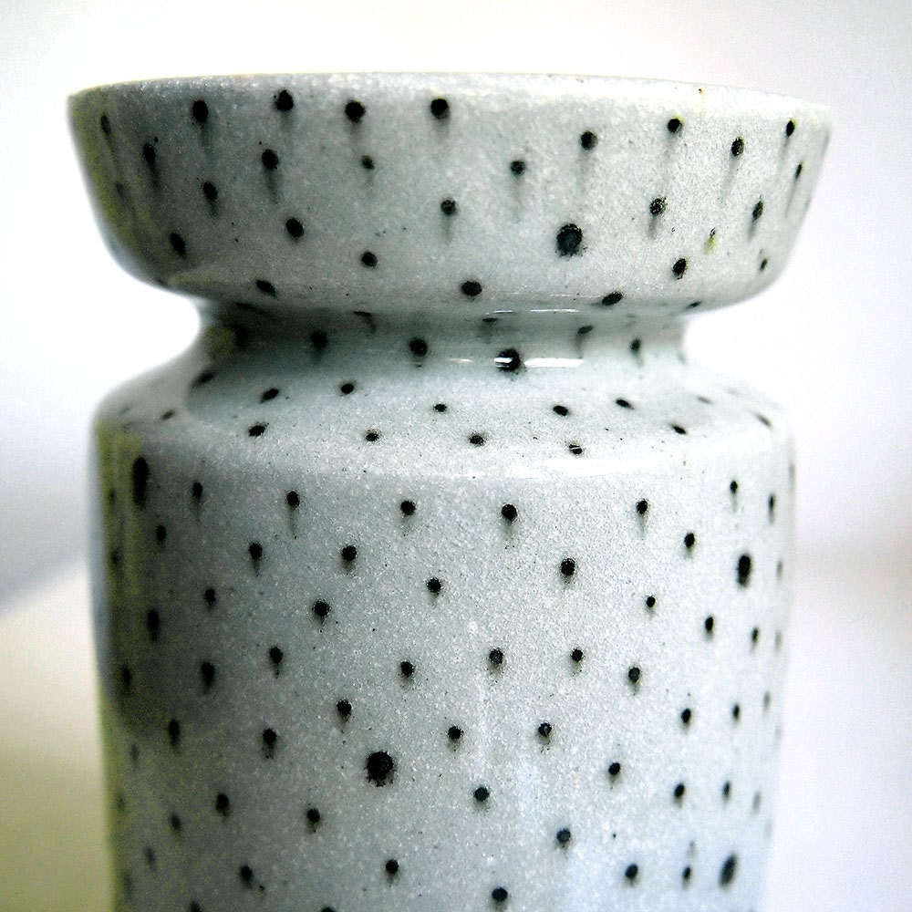 Ceramic Black and White Polka Dot Cinched Vase