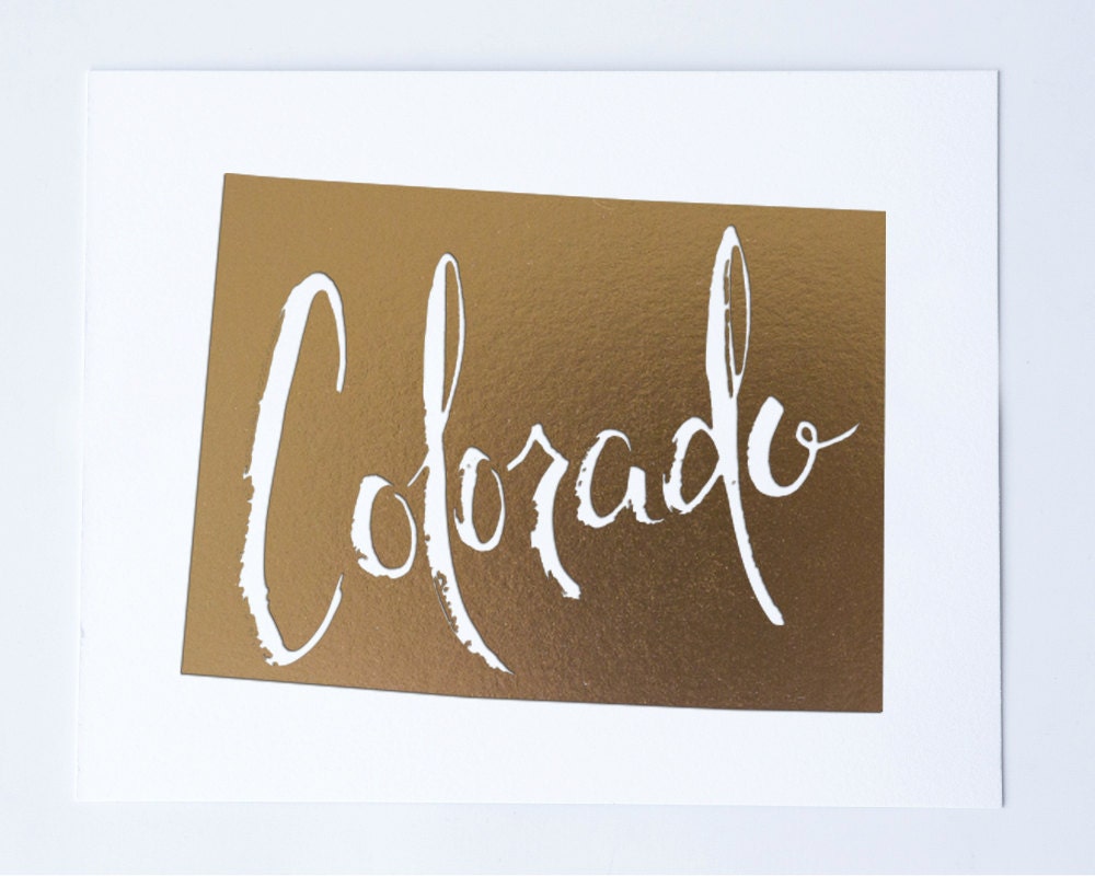Colorado Gold Foil Letterpress Art Print by IndieOlive on Etsy