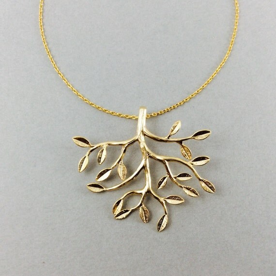 Items similar to Gold tree necklace, tree pendant, tree of life