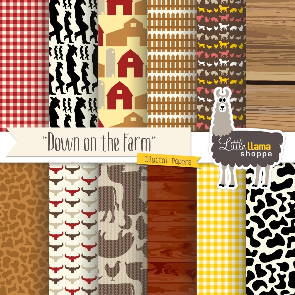 Farm Digital Paper Country Scrapbook Paper Barnyard Digital