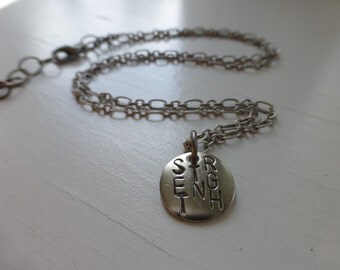 strength necklace, inspiration hand made mental health strength jewelry, eating disorder recovery jewelry, healing, strong women, fitness