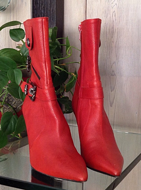 red leather boots size 8.5