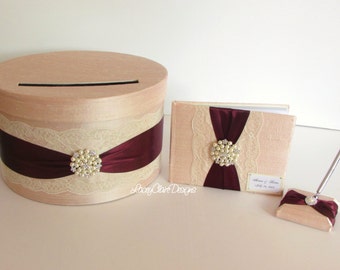 Wedding Card Box and Guest Book Set, Money Box, Card Holder - Custom Made