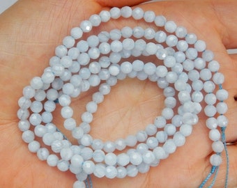 4mm Stunning quality Blue lace agate faceted round beads, full strand (15.5 inches)