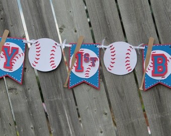 Baseball LA Dodgers Inspired Happy Birthday Banner Royal Blue