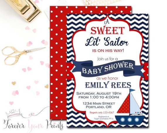 Nautical Baby Shower Invitation, Ahoy It's A Boy Digital Invitation, Baby Boy Shower Invitation, Sailboat Baby Shower Invitation Il_570xn