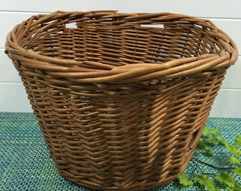 Vintage Wicker Bicycle Basket D Shape Perfect for Groceries, Accessories, Towels, vintage bike accessories, bike basket, wicker basket