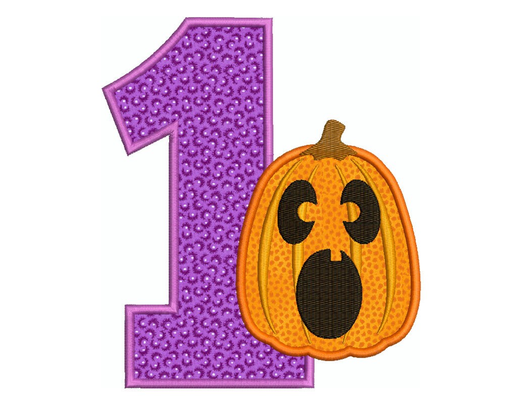 HALLOWEEN PUMPKIN NUMBER 1 - Machine Applique Embroidery - Instant ...