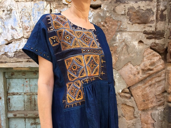 large denim dress gold embroidery shirtdress duster large denim dress gold embroidery shirtdress duster
