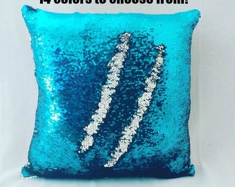 Mermaid pillow, Fully Stuffed, More colors, reversible sequin pillow, sequin pillow, cushion