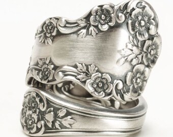 Buttercup Flower Ring, Sterling Silver Spoon Ring, Buttercup Blossoms,Antique Gorham Buttercup, Gorham Silver, Adjustable Ring Size (5814)