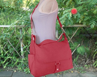 red fabric bag