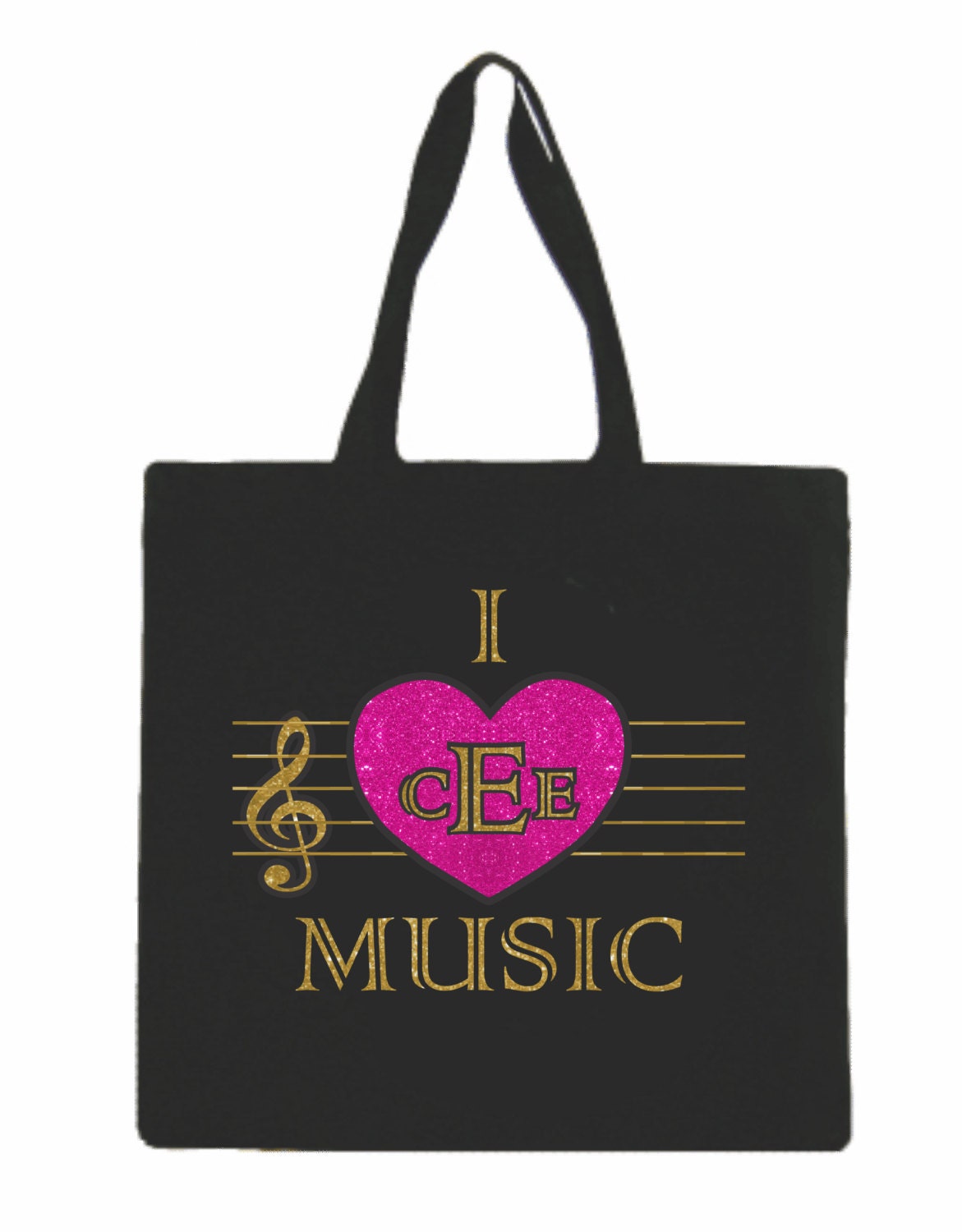 Custom Tote Bag with I Love Music Design Music Tote Music