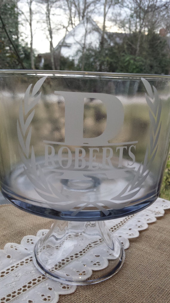 Personalized engraved glass trifle bowl by 800ChestnutStreet