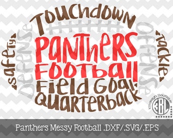 Messy Panthers Football design INSTANT DOWNLOAD in dxf/svg/eps for use with programs such as Silhouette Studio and Cricut Design Space