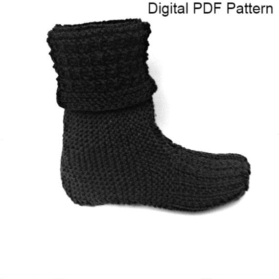 Ridged Rib Cuff Slippers Booties PDF Knitting Pattern Knitting