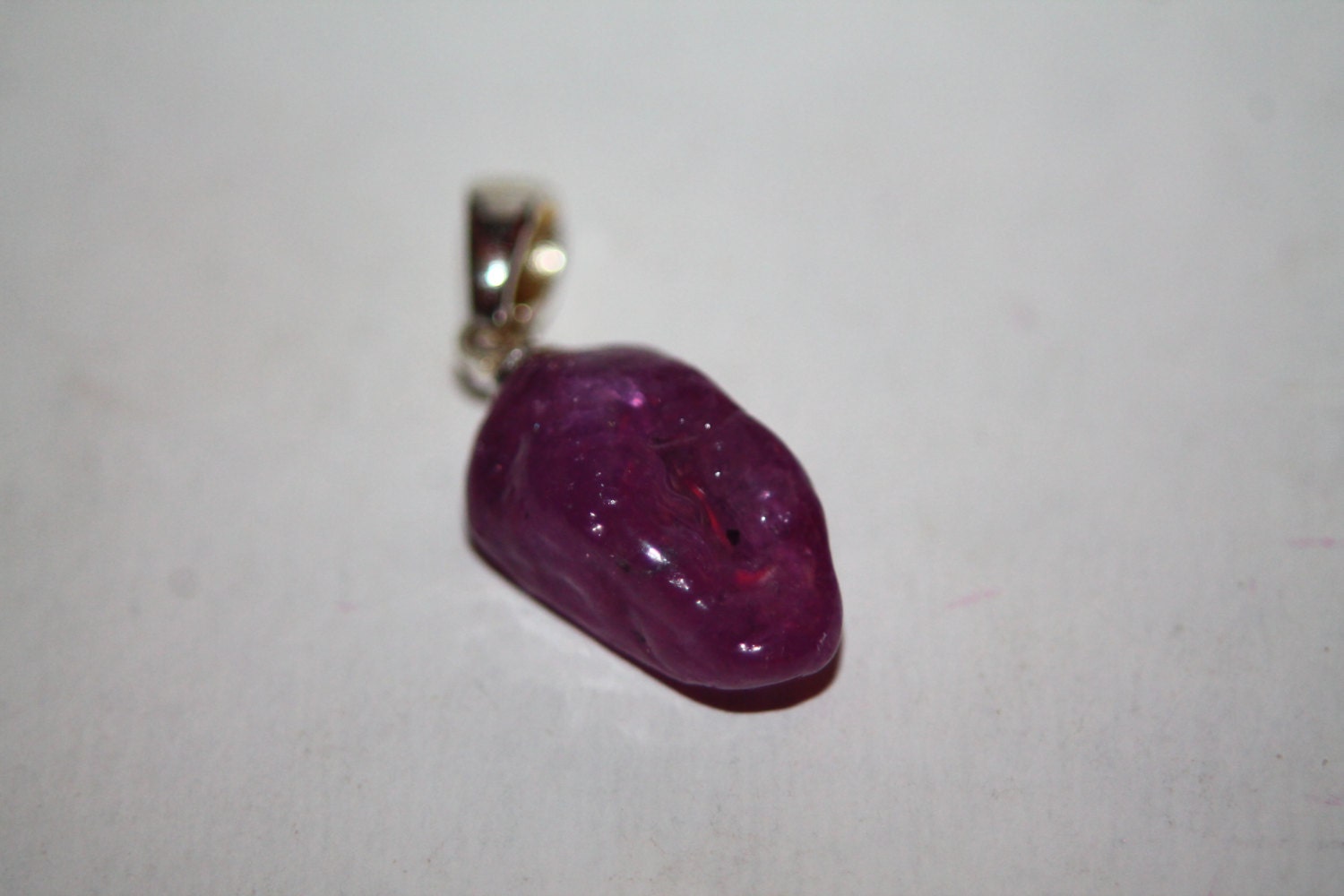 raw rough unpolished natural ruby pendant 10 cts sterling