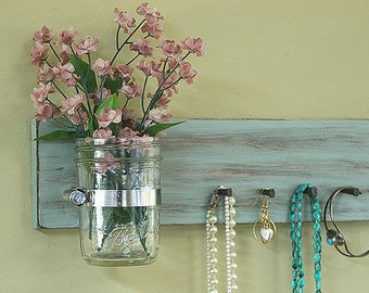 Jewelry Key Holder Sale Wall Hanging Vintage Pale Jade Antiqued Jewelry Holder Rack Organizer Wall Vase Jar Earrings Necklace Key Rack
