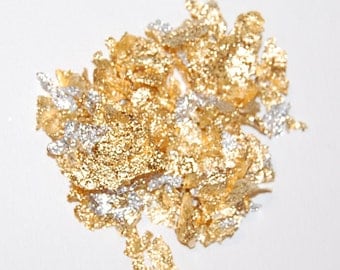 Gold and Silver Leaf Flakes Mix, Nail Art, Resin Supplies, Art Glitter