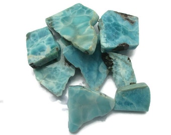 Larimar Slabs, Raw Larimar , Lapiadary Unpolished Slabs 344.9 Grams Carribean Blue, Pectolite, Jewelry Making Supply, Atlantis Stone, Chakra
