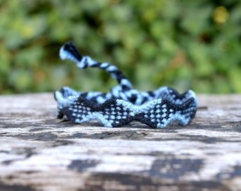 Blue and black Friendship bracelet, checkers pattern, unisex bracelet, mens bracelet (ready to ship)