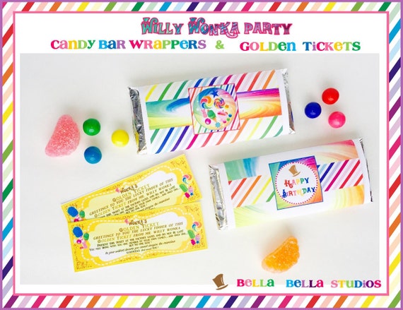 WILLY WONKA Printable Chocolate Bar WRAPPERS by BellaBellaStudios