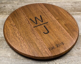 Personalized Wine Barrel Lazy Susan or Wall Mount - Wedding Gift, Brand Gift, Anniversary Gift, Monogram