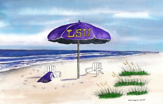 LSU collegiate giclee beach umbrella