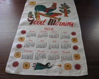 1978 Good Morning Calendar Tea Towel