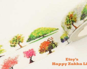 Trees in Four Seasons - Japanese Washi Masking Tape - 11 yards