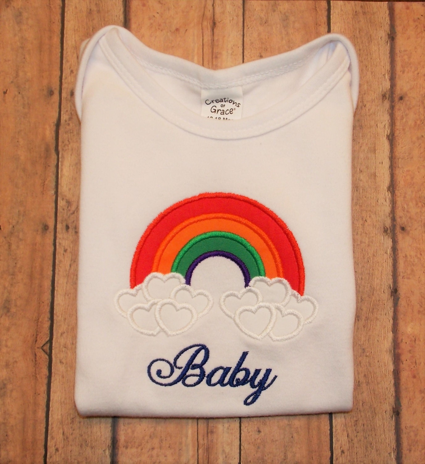 Rainbow Baby Embroidered Applique Shirt/Bodysuit Personalized