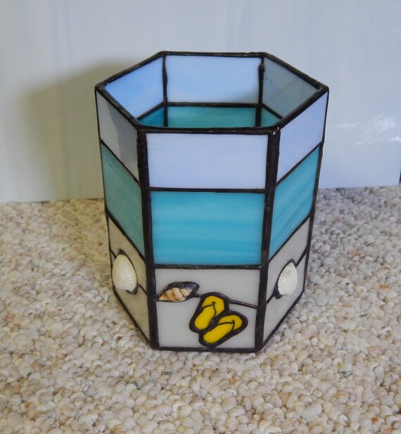 Stained Glass Beach Candle Holder Ocean Candle Holder