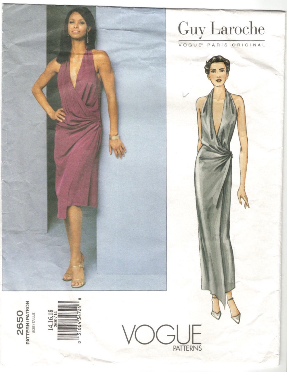Vogue Pattern 2668 Guy Laroche Pantsuit Jacket and Pants Misses size 14 16  18