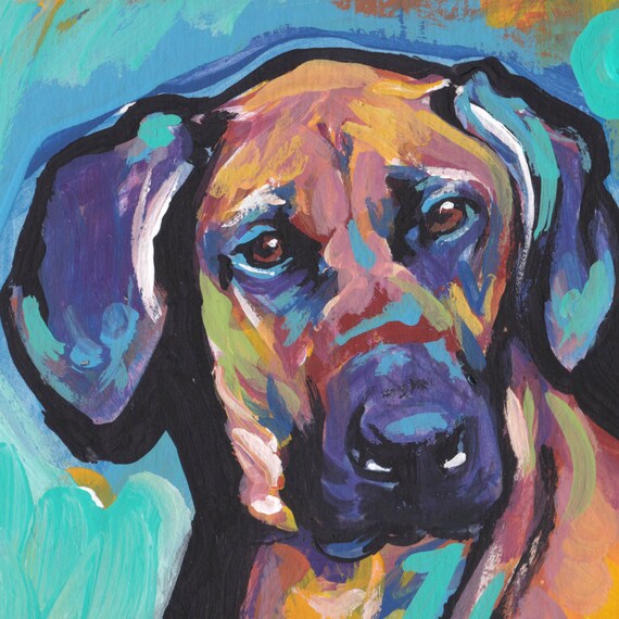 Rhodesian Ridgeback portrait print of pop art painting bright